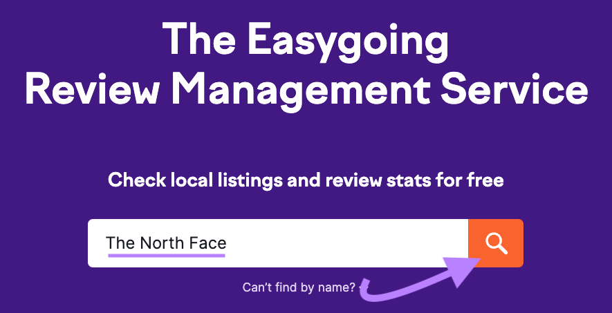 "The North Face" entered into Review Management search bar