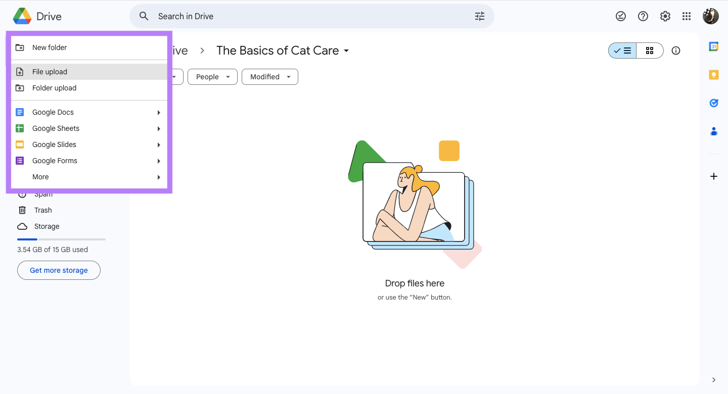 A screenshot of the Google Drive dashboard.