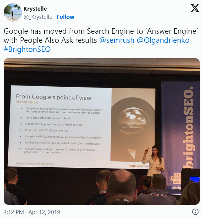 BrightonSEO tweet