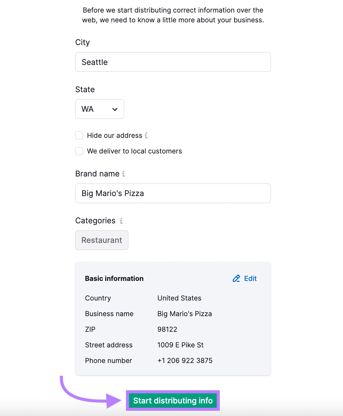 Review the “Basic information” box
