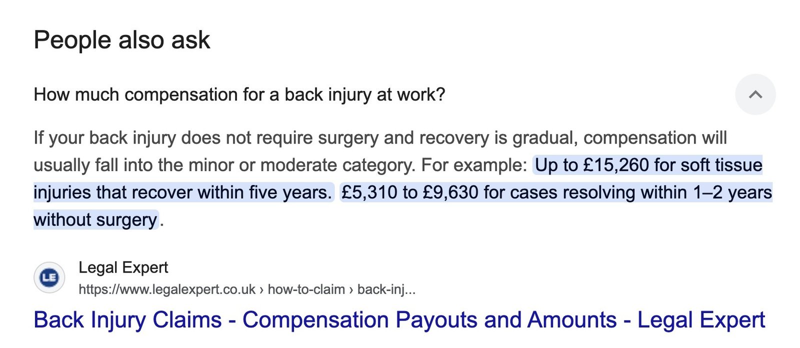 A question and and answer of the People also ask section on Google.