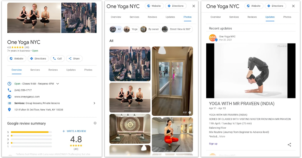 Add photos and provide updates to show that your profile is active.