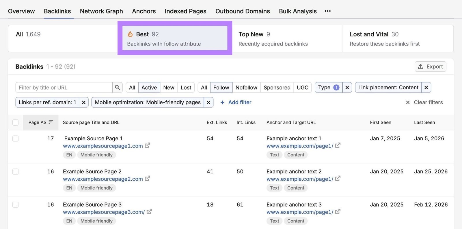 Semrush's Backlinks tool.