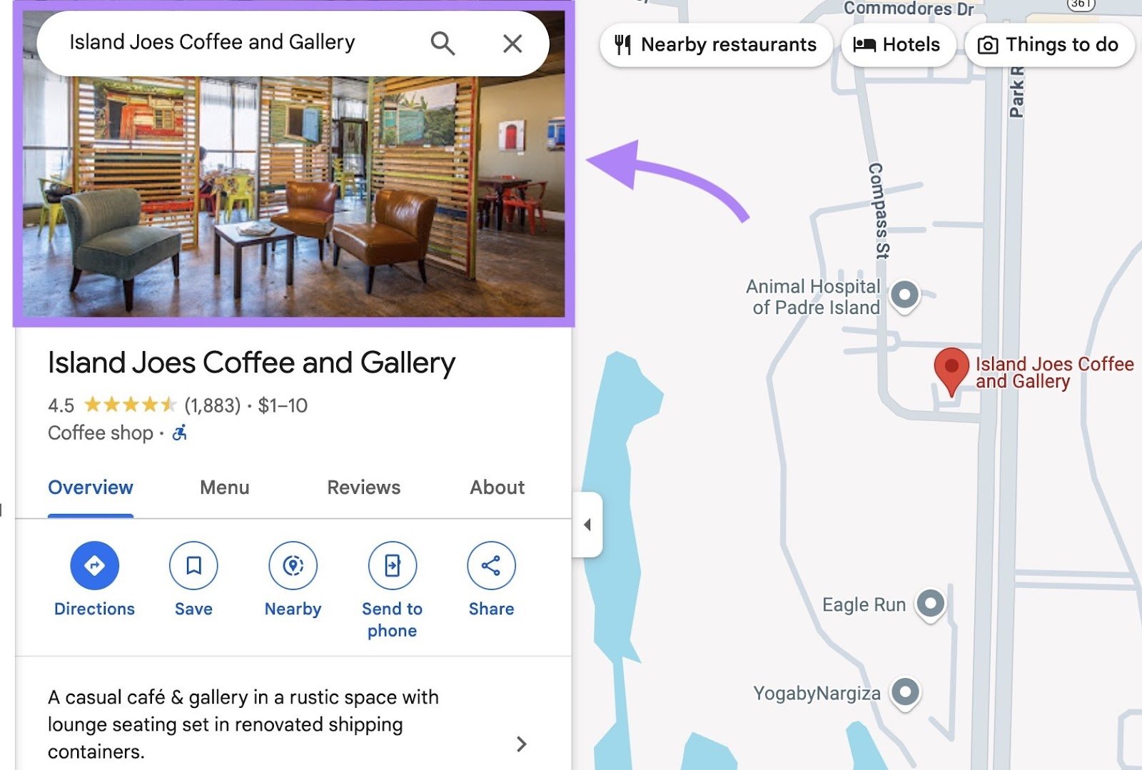 A cover photo displayed at the top of a Google Maps listing.