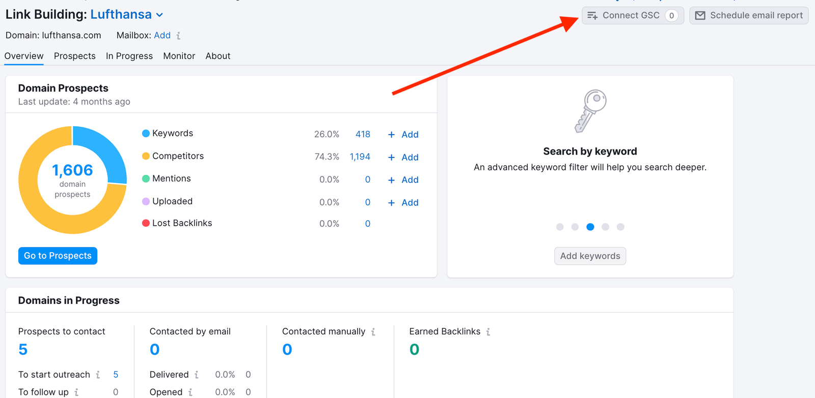 Connecting Link Building Tool with Google Search Console image 1
