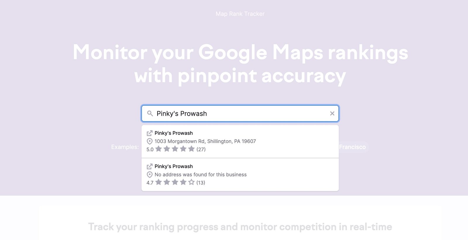 An example of the location input field for your first location.