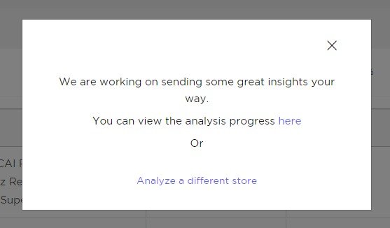 Status notification in the &lsquo;Store Analysis&rsquo; feature of Product Research Pulse.