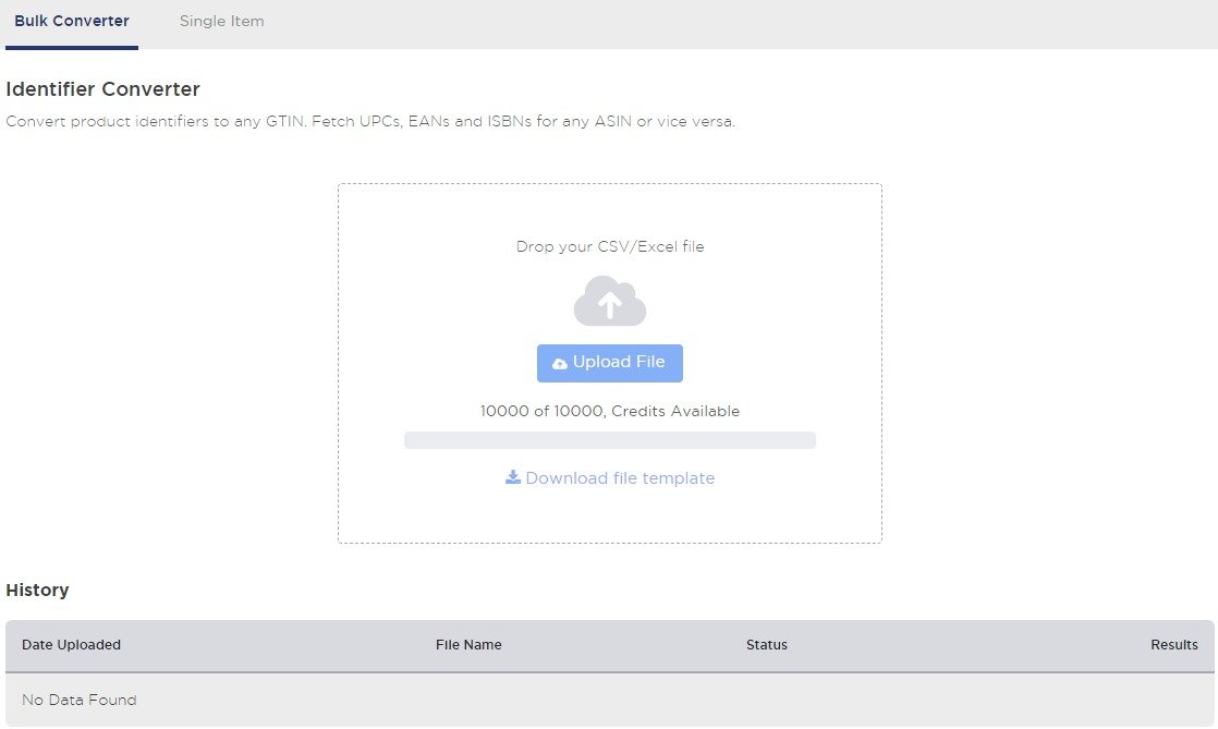 Where to upload a CSV file in the &lsquo;Identifier Converter&rsquo; tool in Product Research Pulse.