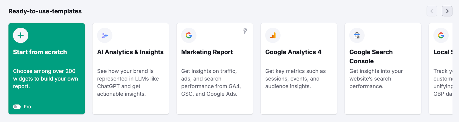 Template Gallery in My Reports.